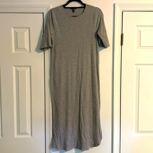 Eileen Fisher midi length grey ribbed dress - Picture 1 of 2